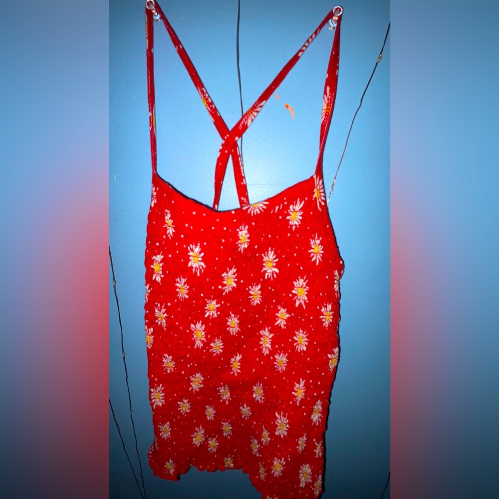 100% Polyester Red Flower Shirt